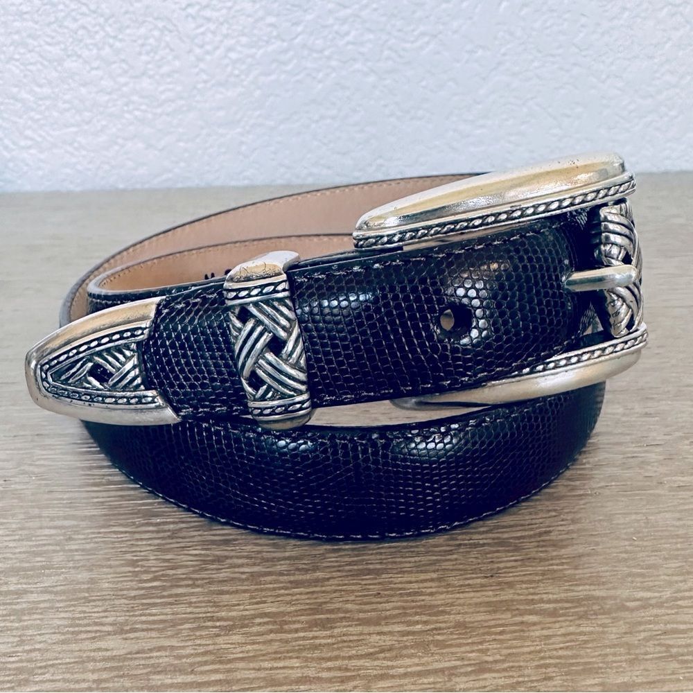 Brighton Silver Brown Leather Belt M